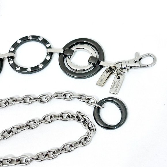 Chico's Chain Link Belt Gunmetal & Silver Tone w/Rhinestones - Picture 3 of 10